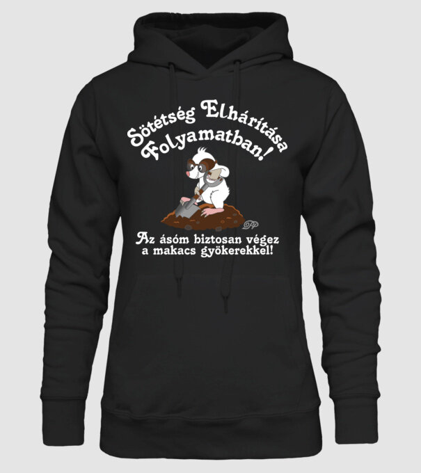 Sötétség Elhárítása -Fehér Vakond minta fekete pólón