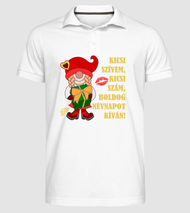 Kicsi Névnapi Ajándék minta fehér pólón