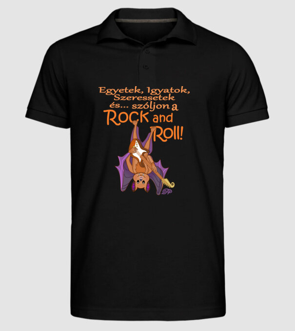 Denevér Rock minta fekete pólón