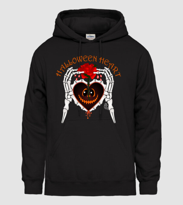 Halloween Szív minta fekete pólón