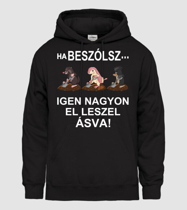 Igen Nagyon eláslak -fehér szöveggel minta fekete pólón
