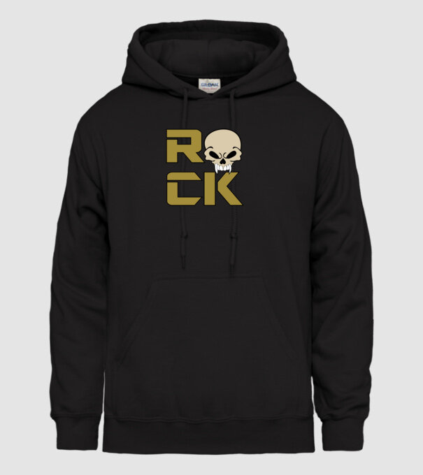 Rock koponyával minta fekete pólón