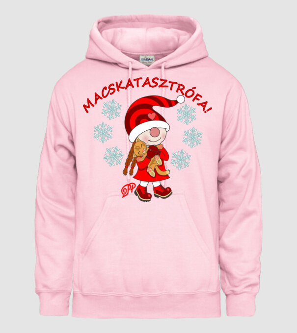 Macskatasztrófa minta világos rózsaszín pólón