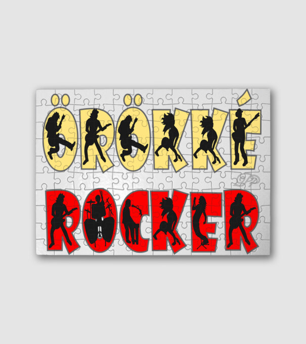 Örökké Rocker Sziluett minta fehér pólón