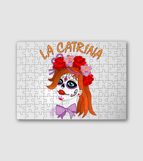 La Catrina fej minta fehér pólón