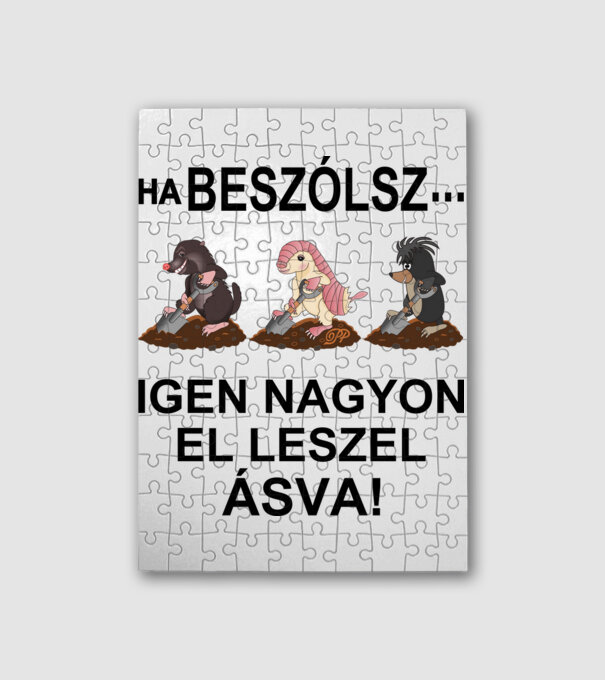 Beszólsz igen nagyon eláslak -fekete szöveggel minta fehér pólón