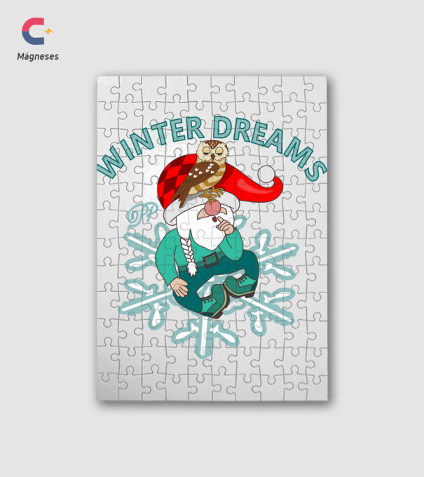 Gnome Winter Dreams minta fehér pólón