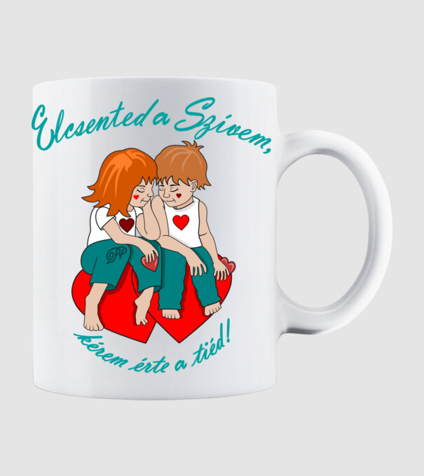 Elcsent Szívek minta fehér pólón
