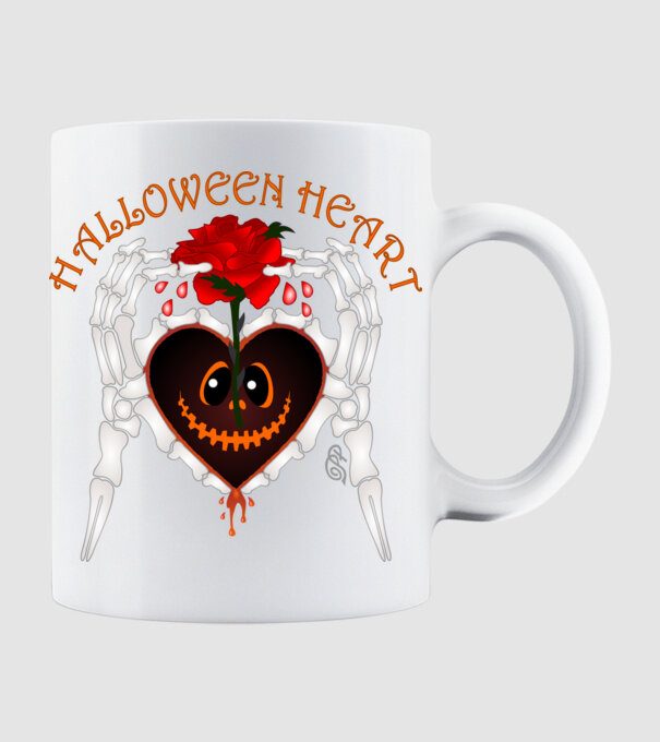 Halloween Szív minta fehér pólón