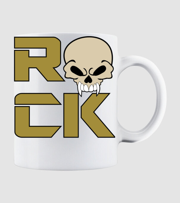 Rock koponyával minta fehér pólón