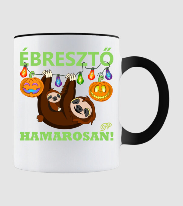 Ébresztő Hamarosan Halloweeni minta fekete pólón