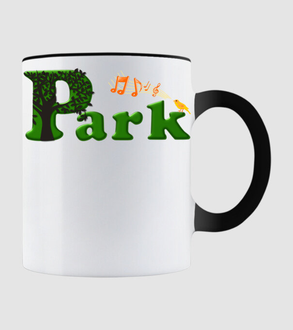 Park logó sárga madárral minta fekete pólón