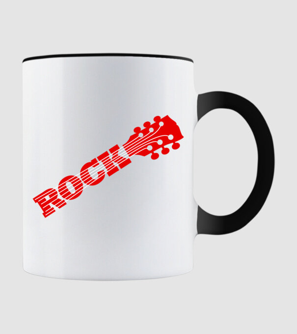 Rock gitárnyak minta fekete pólón
