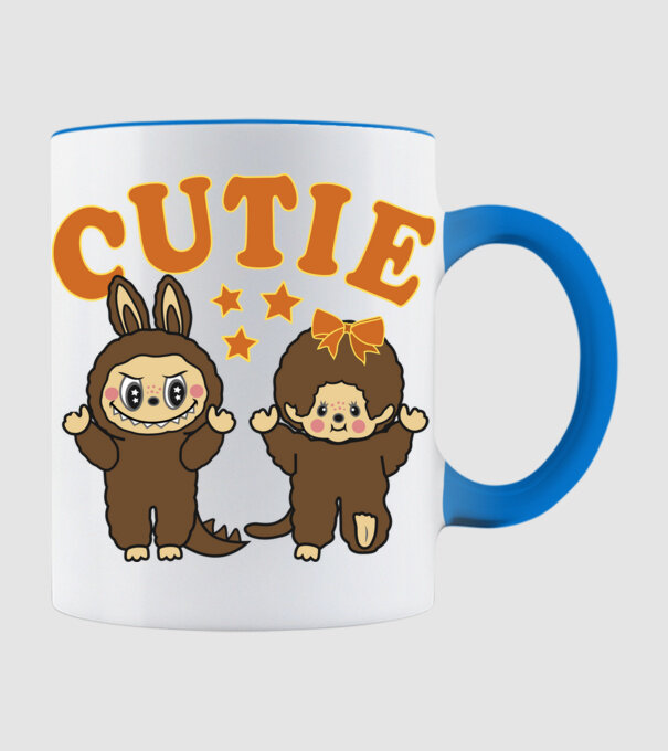 Aranyos Chhichi és Zimomo (Labubu) minta világoskék pólón
