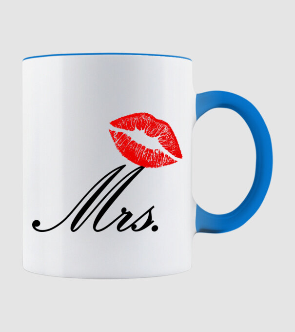 Mrs csók minta világoskék pólón