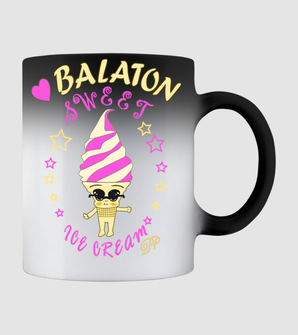 Balaton és Fagyi minta fekete pólón