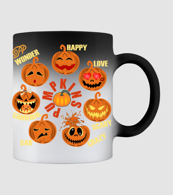 Halloween Lelke Töklámpások minta fekete pólón