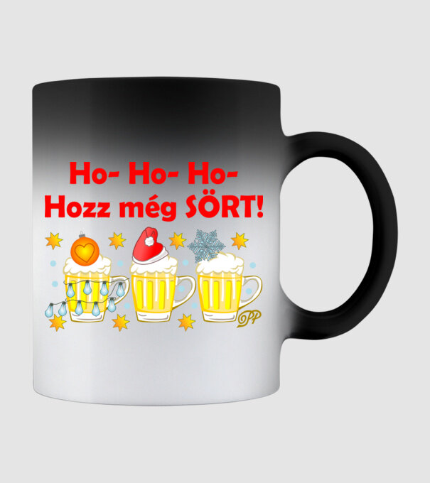 Hozz Még Sört -Korsókkal minta fekete pólón