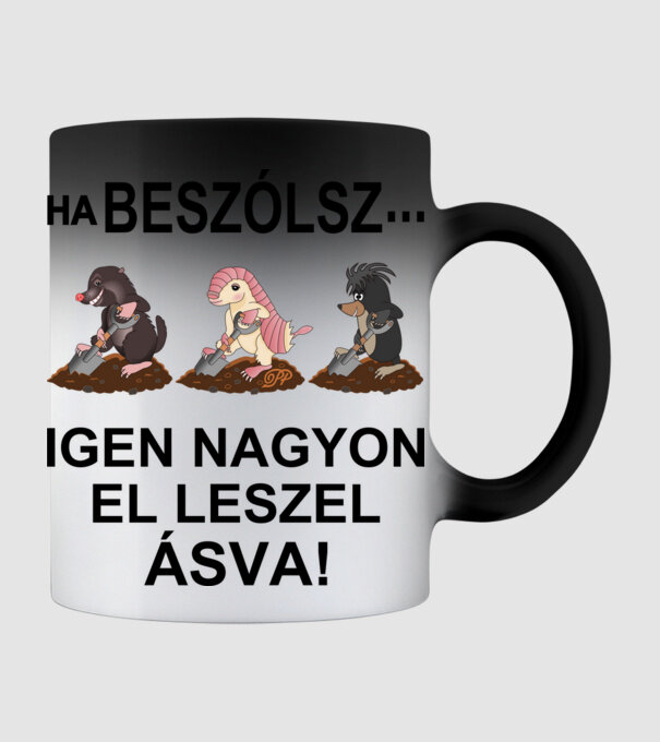 Beszólsz igen nagyon eláslak -fekete szöveggel minta fekete pólón
