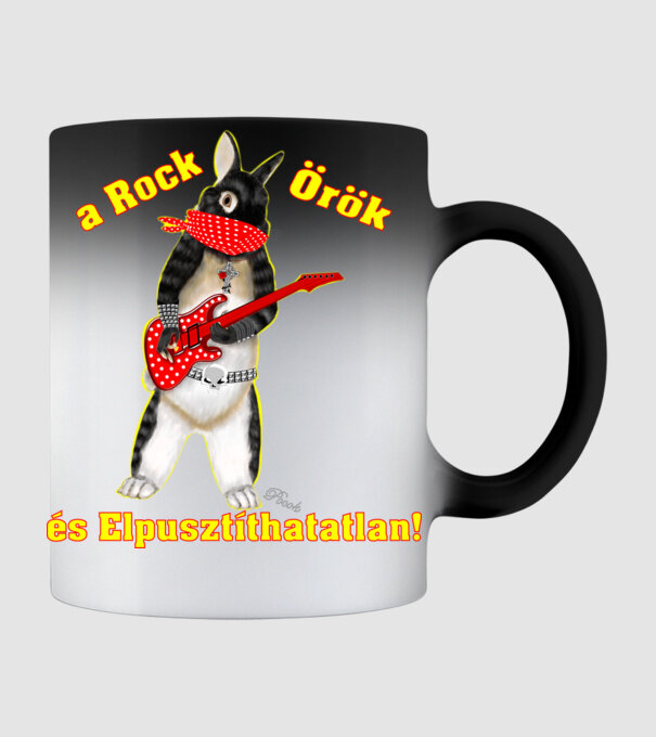 Rocker nyuszi pöttyös maszkban minta fekete pólón