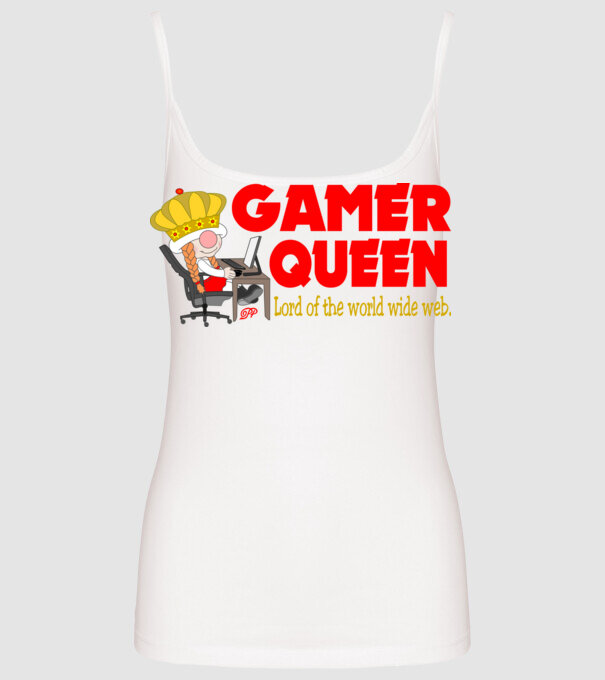 Gamer Queen minta fehér pólón