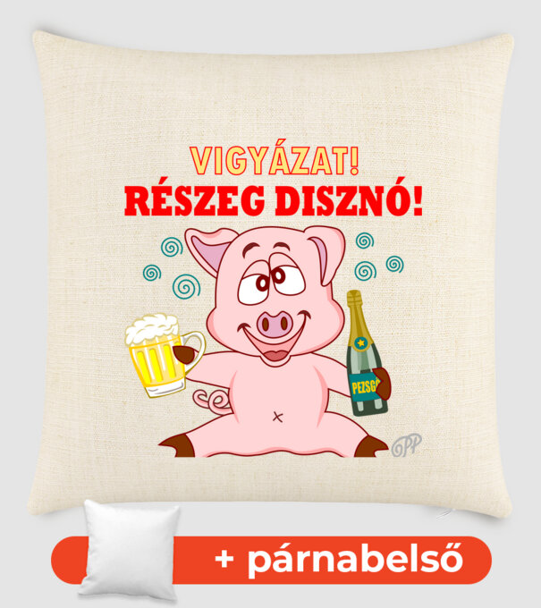 Vigyázat Részeg Disznó minta homokszín pólón