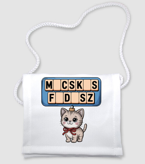 Macskás Fadísz minta fehér pólón