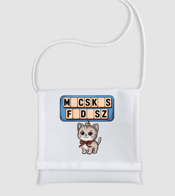 Macskás Fadísz minta fehér pólón