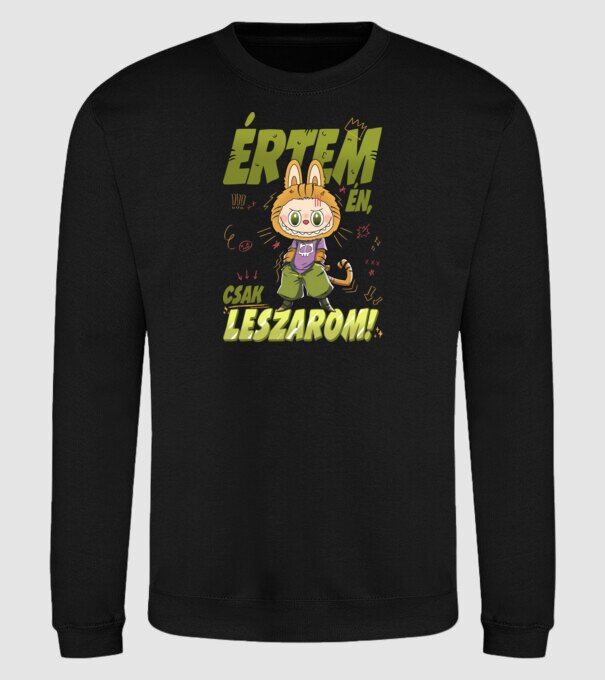 Értem én, csak leszarom Labubu minta fekete pólón