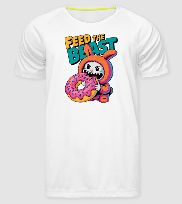 Feed the beast Labubu minta fehér pólón