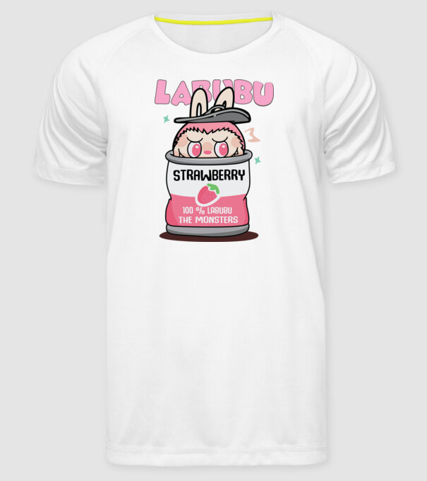 Labubu Strawberry minta fehér pólón