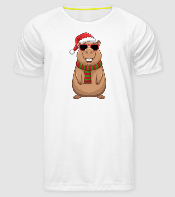 Smiling Capybara Christmas minta fehér pólón