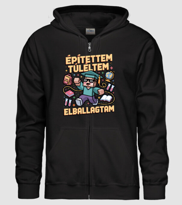 Építettem, túléltem, elballagtam minta fekete pólón