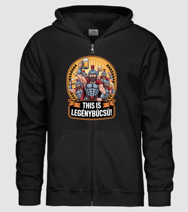 This is Legénybúcsú minta fekete pólón