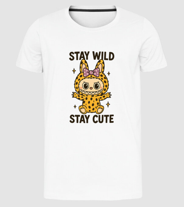 Stay wild, stay cute minta fehér pólón