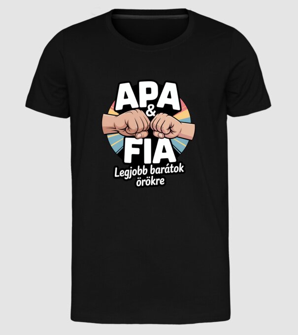 Apa és fia minta fekete pólón