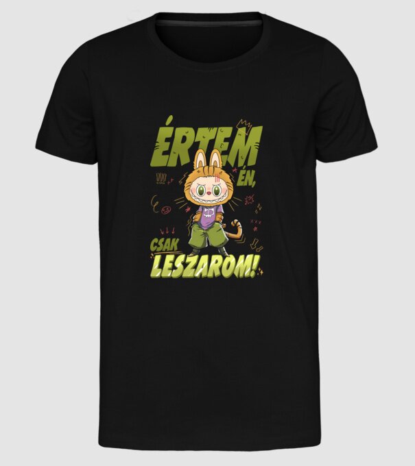 Értem én, csak leszarom Labubu minta fekete pólón