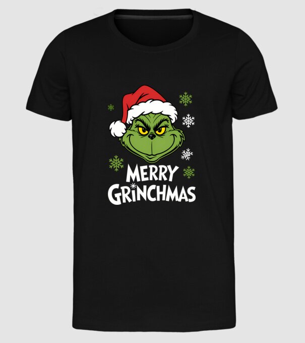 Merry Grinchmas fekete pólóra minta fekete pólón