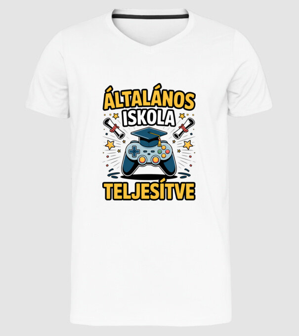 Általános iskola teljesítve minta fehér pólón