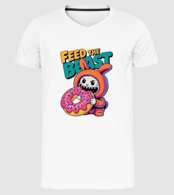 Feed the beast Labubu minta fehér pólón