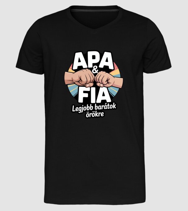 Apa és fia minta fekete pólón