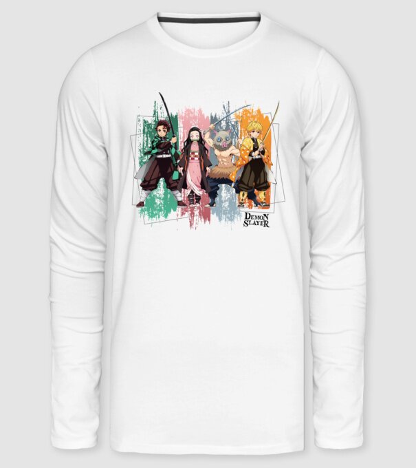 Demon Slayer csoportkép minta fehér pólón