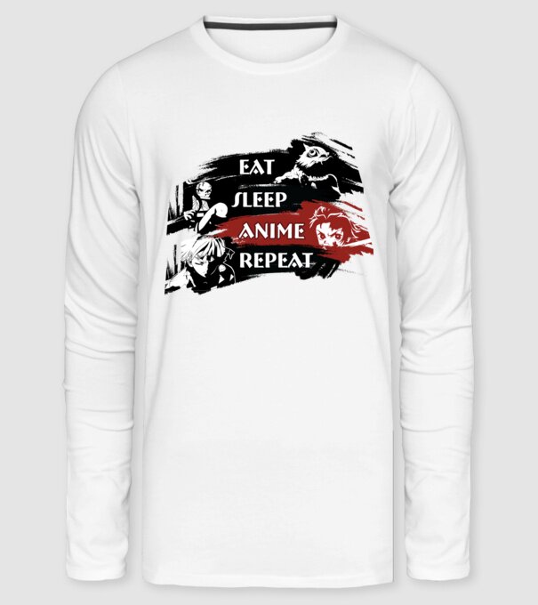 Eat sleep anime repeat Demon Slayer minta fehér pólón