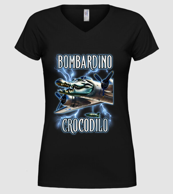 Bombardino Crocodilo minta fekete pólón