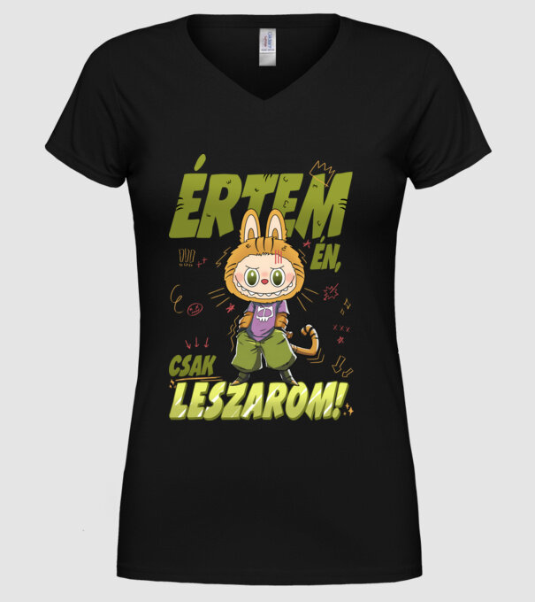 Értem én, csak leszarom Labubu minta fekete pólón
