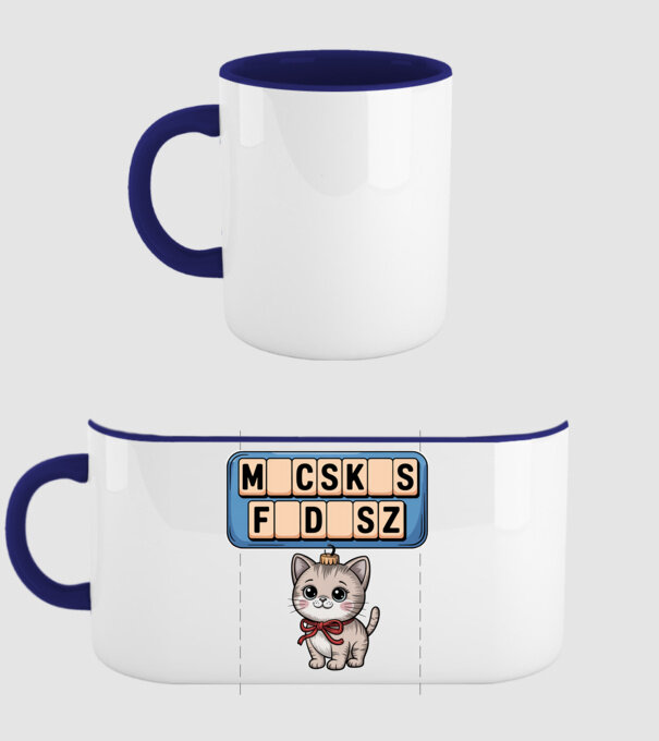 Macskás Fadísz minta sötétkék pólón