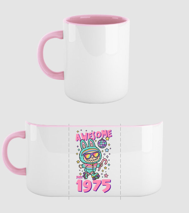 Awesome since 1975 Labubu - 50 éves születésnapra minta világos rózsaszín pólón