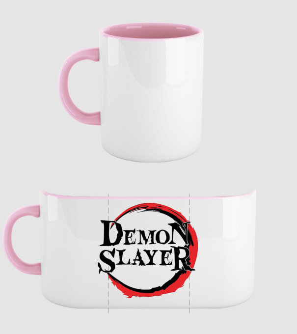 Demon Slayer logo minta világos rózsaszín pólón