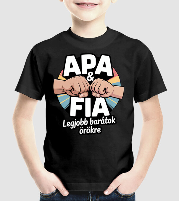 Apa és fia minta fekete pólón