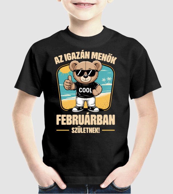 Az igazán menők februárban születnek! minta fekete pólón